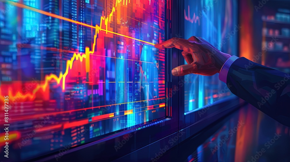 Business Hand Pointing at Screen Report. A hand in a suit gesturing towards a report on a screen Business Hand Pointing at Screen Report. A hand in a suit gesturing towards a report on a screen