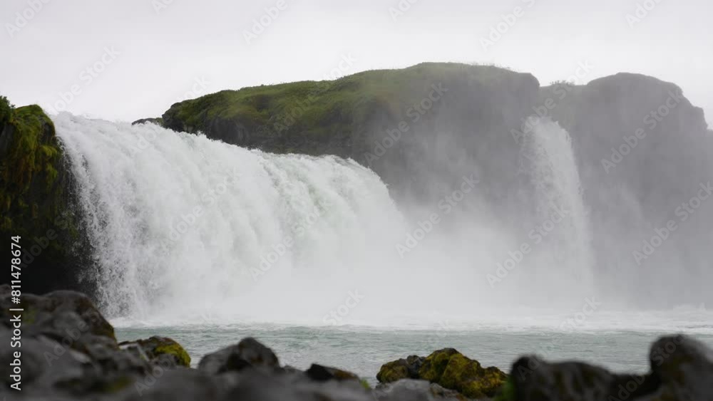 Slow Motion, Under Godafoss Waterfall, Iceland Slow Motion, Under Godafoss Waterfall, Iceland