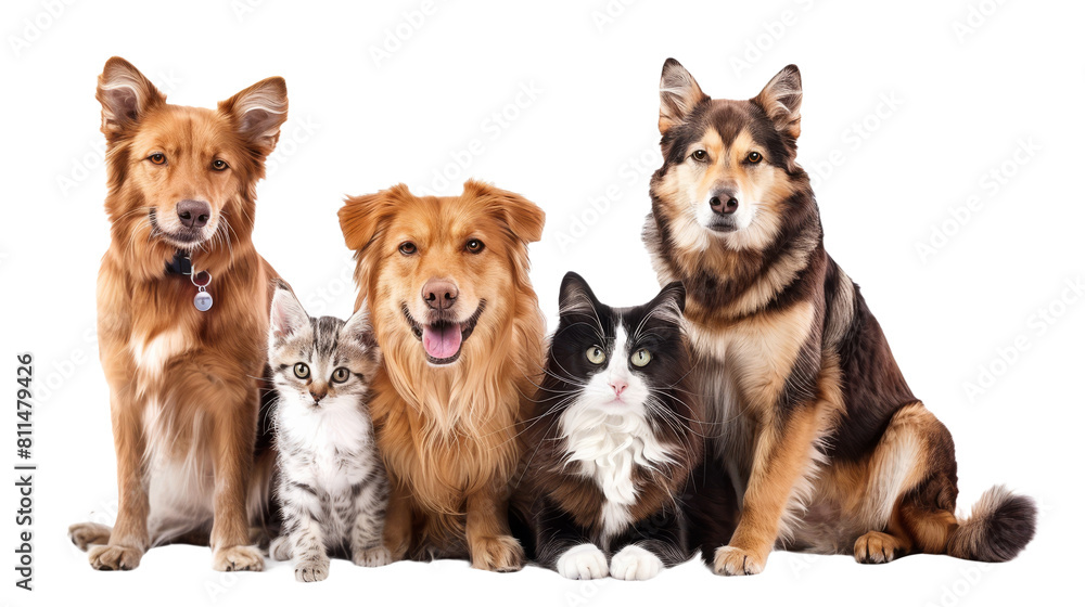 Group of dogs and cats isolated on transparent background Group of dogs and cats isolated on transparent background