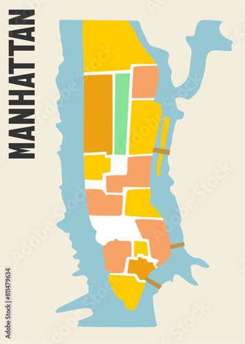 silhouette map of new york city