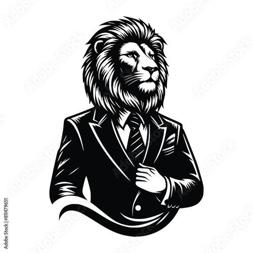 A lion wearing suite vctor illustration photo