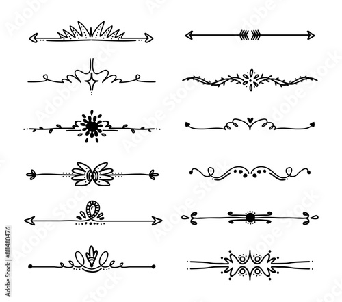 Hand drawn ornamental divider with arrows