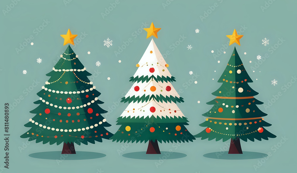 christmas tree set or illustrations christmas tree set