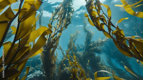 Gently swaying seaweed and kelp forests , super realistic