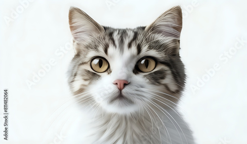 portrait of a cat, close up of a cat white background, cat on white background