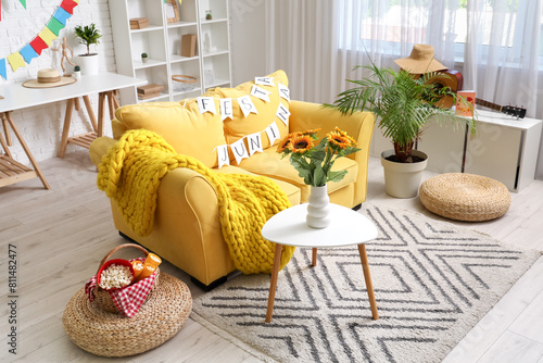 Interior of festive living ...