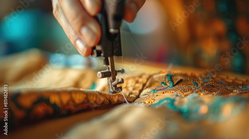 stitching of clothes being sewn
