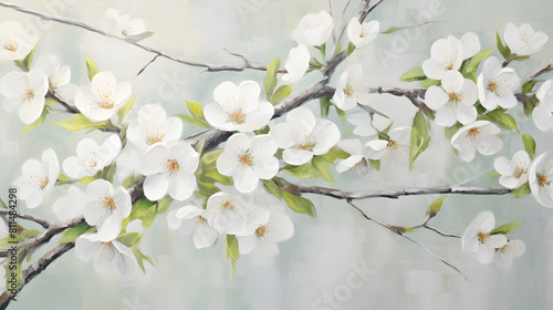 Thick brush strokes impressionistic flower plum blossom background poster decorative painting 