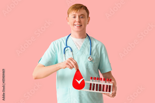 Male nurse with paper blood...
