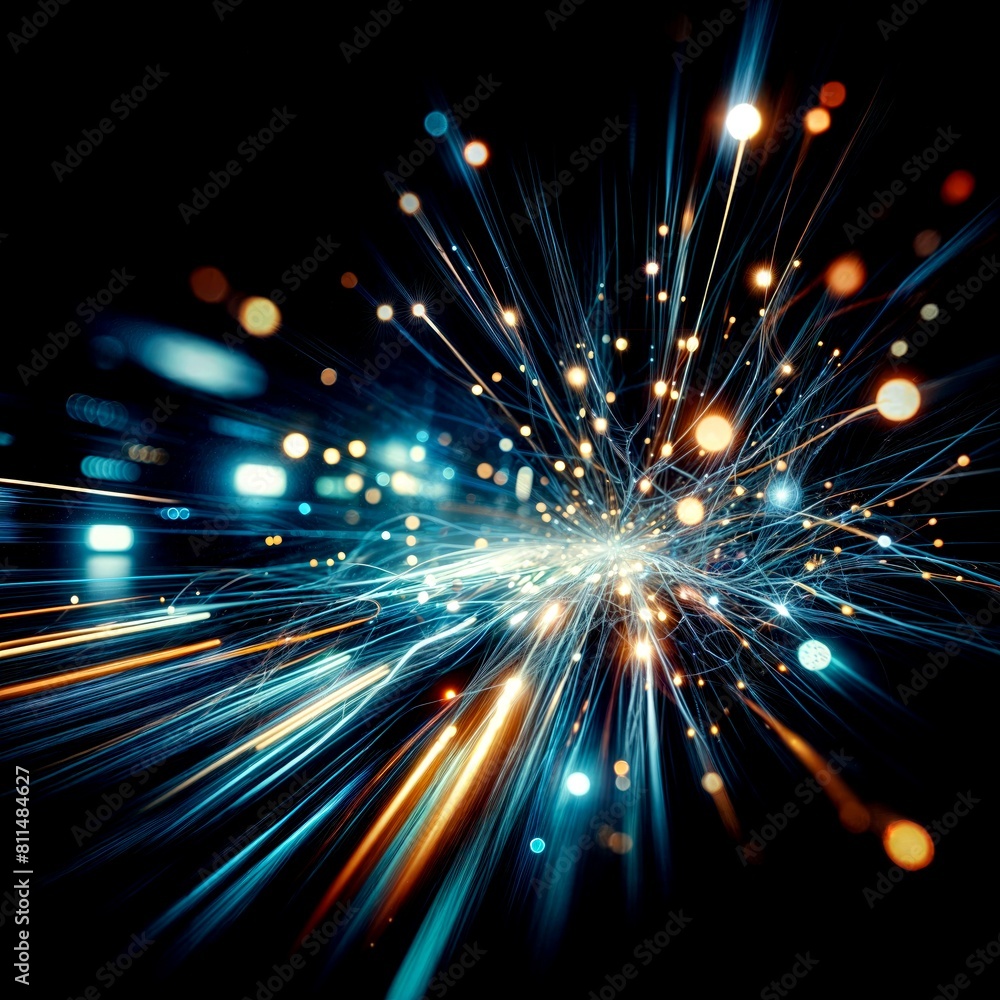 Dynamic Motion- Blurry Lights on Dark Blue Dynamic Motion- Blurry Lights on Dark Blue