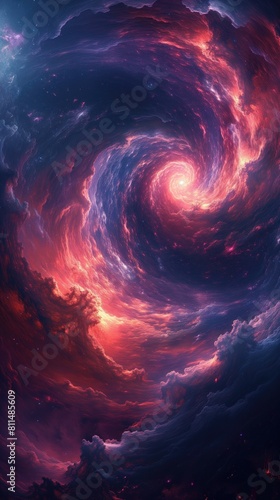 Swirling Galaxy Space Clouds Red Purple Night Sky Digital Art Wallpaper  Radiant Contemporary Vertical Game App Artwork Background  Vibrant Backdrop Concept  Web Graphic  Youtube Twitch Banner Design