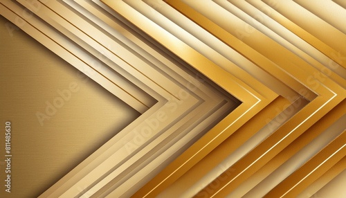 Abstract metallic gold arrow shadow direction geometric
