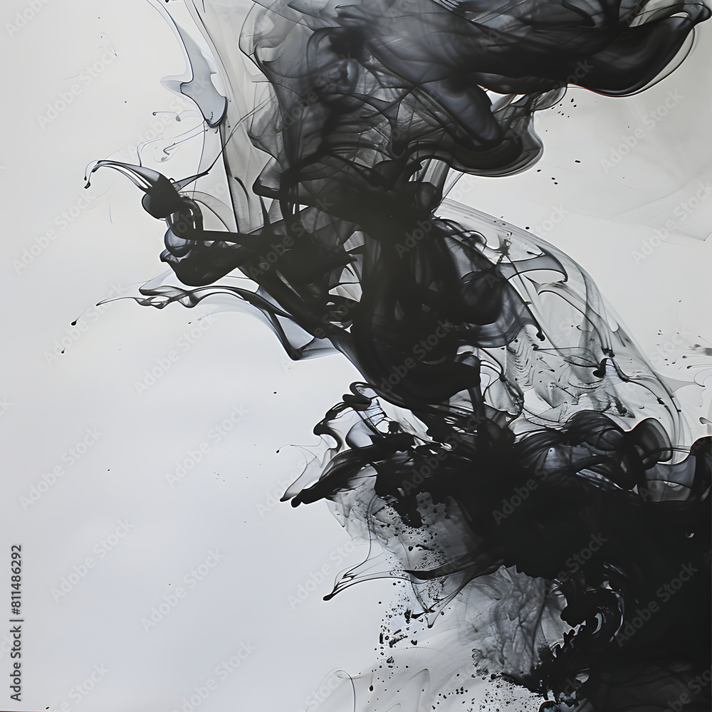 Black alcohol ink splash. Acrylic black color pigment and ink cloud in water. Abstract smoke. Fansy cloud of ink underwater Black alcohol ink splash. Acrylic black color pigment and ink cloud in water. Abstract smoke. Fansy cloud of ink underwater