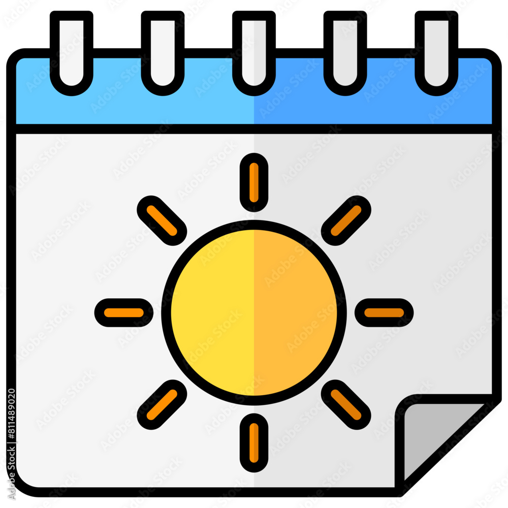 Obraz premium calendar lineal multi color icon, related to summer theme