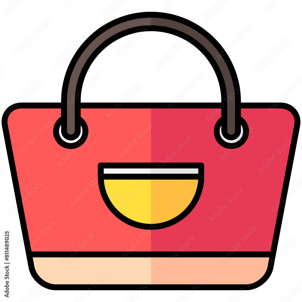 woman bag lineal multi color icon, related to summer theme woman bag lineal multi color icon, related to summer theme