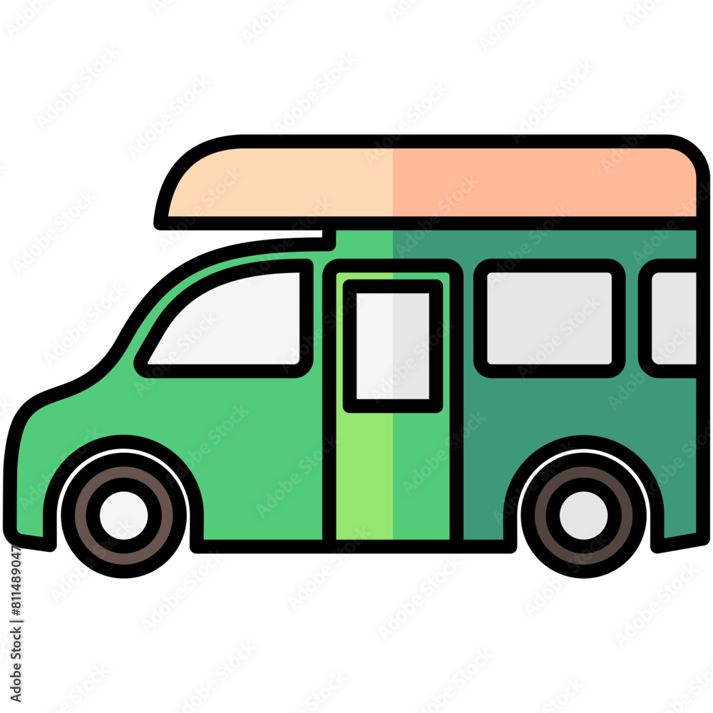 caravan lineal multi color icon, related to summer theme caravan lineal multi color icon, related to summer theme