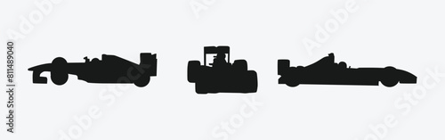 formula racing set silhouette. sport racing, vehicle, competition. isolated on white background. vector illustration.