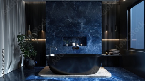 Ceramic jacuzzi in luxury bathroom. AI generated image
