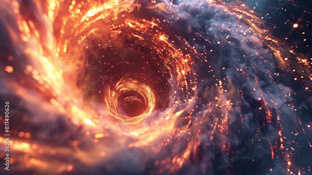 An electrifying portrayal of an intense abstract fiery vortex, characterized by swirling bright light and glowing particles that convey dynamic motion and energy An electrifying portrayal of an intense abstract fiery vortex, characterized by swirling bright light and glowing particles that convey dynamic motion and energy