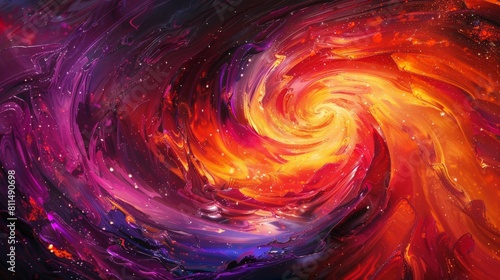 An electrifying portrayal of an intense abstract fiery vortex, characterized by swirling bright light and glowing particles that convey dynamic motion and energy