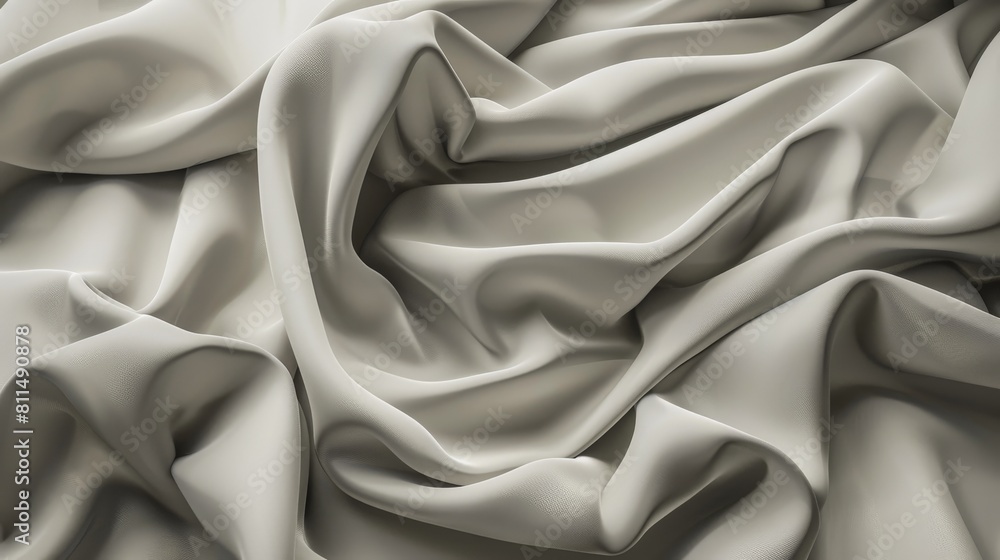 An elegant 3D render unveiling layers of crepe fabric elegantly arranged, showcasing the smooth and fluid drape of the material, creating a sense of understated sophistication and refinement An elegant 3D render unveiling layers of crepe fabric elegantly arranged, showcasing the smooth and fluid drape of the material, creating a sense of understated sophistication and refinement