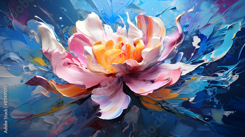 Thick brush strokes impressionistic flower peony background poster decorative painting 