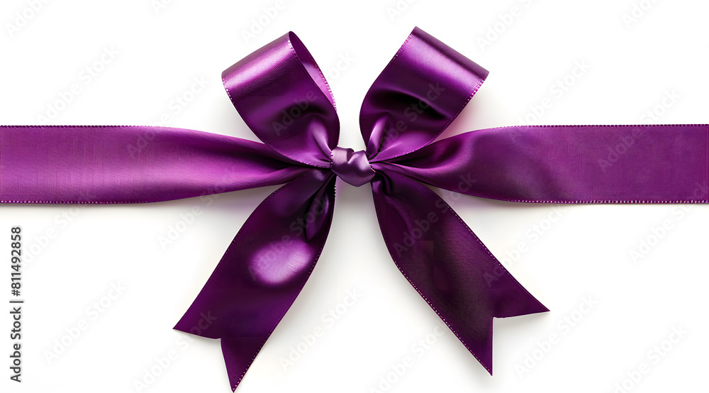 purple ribbon bow on the straight ribbon for gifts banner isolated on white background purple ribbon bow on the straight ribbon for gifts banner isolated on white background