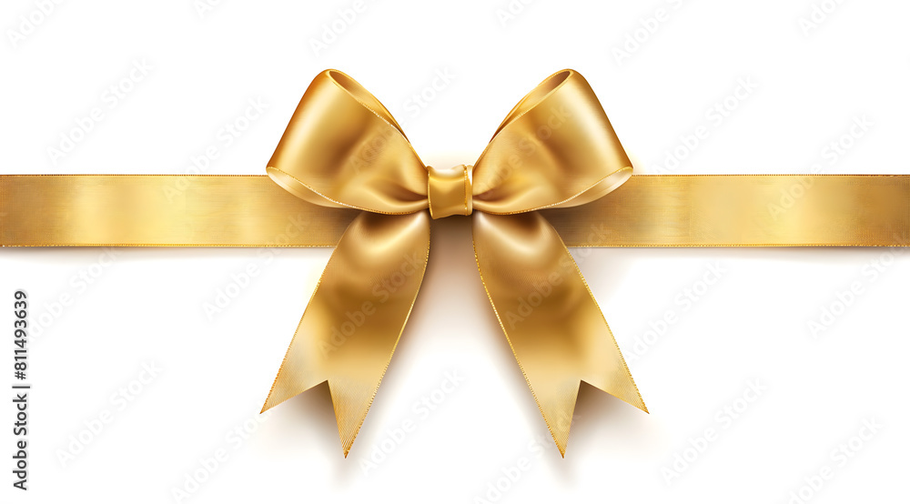 yellow ribbon bow on the straight ribbon for banner isolated on white background yellow ribbon bow on the straight ribbon for banner isolated on white background
