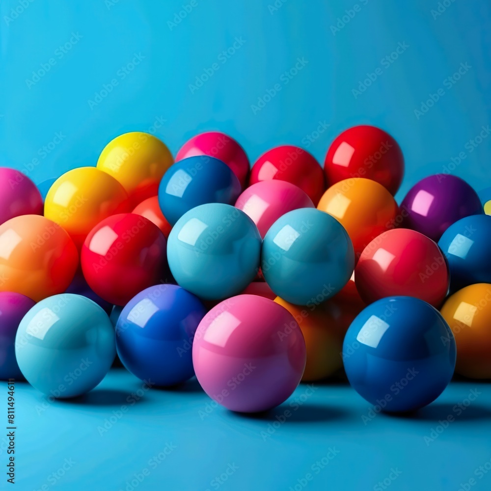 Multiple colour of balls in blue background Multiple colour of balls in blue background