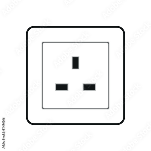 Power outlet icon. Type G outlet icon in white color. Vector illustration