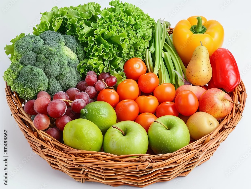 A basket of fresh fruits and vegetables, representing the abundance and prosperity that comes with freedom A basket of fresh fruits and vegetables, representing the abundance and prosperity that comes with freedom