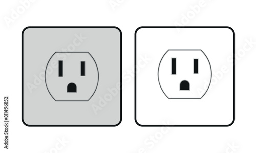 Power outlet icon. Type B outlet icons in white and grey colors. Vector illustration