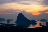 Samet Nangshe viewpoint at sunrise in Phang nga, Thailand.