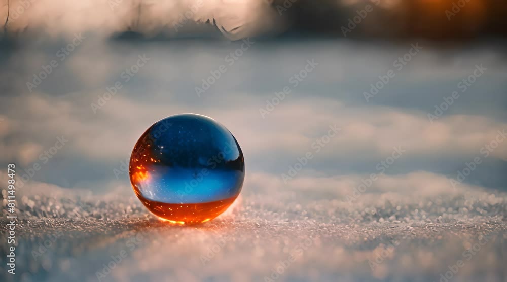 reflection of a beautiful crystal ball in the snow reflection of a beautiful crystal ball in the snow