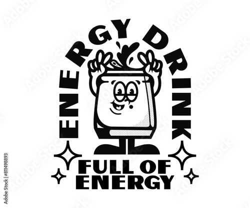 cartoon character of energy drink Graphic Design for T shirt Street Wear and Urban Style	