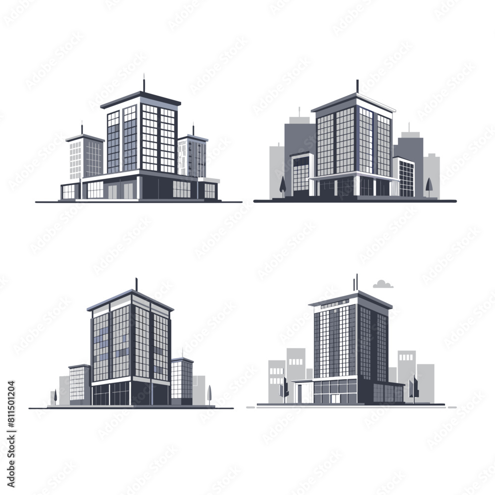 Icon Set of high-rise buildings 