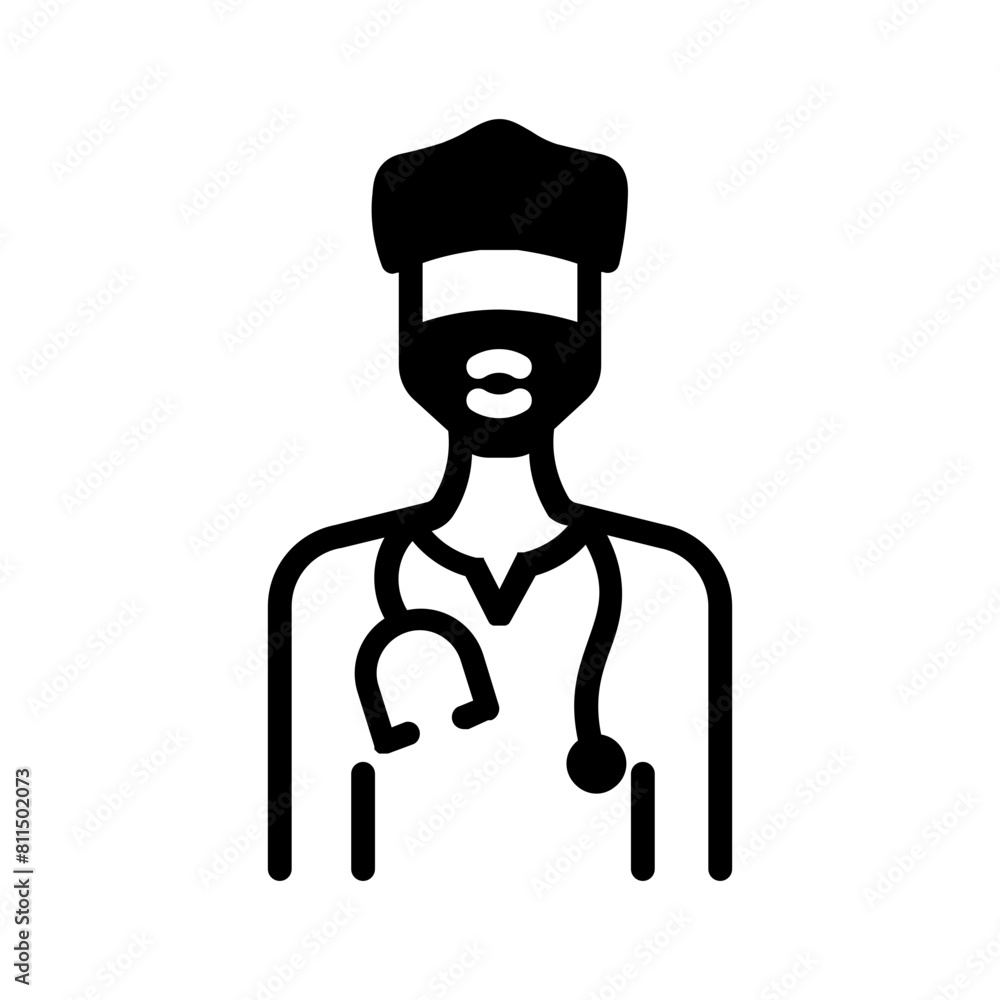 Vector solid black icon for Medical face mask Vector solid black icon for Medical face mask