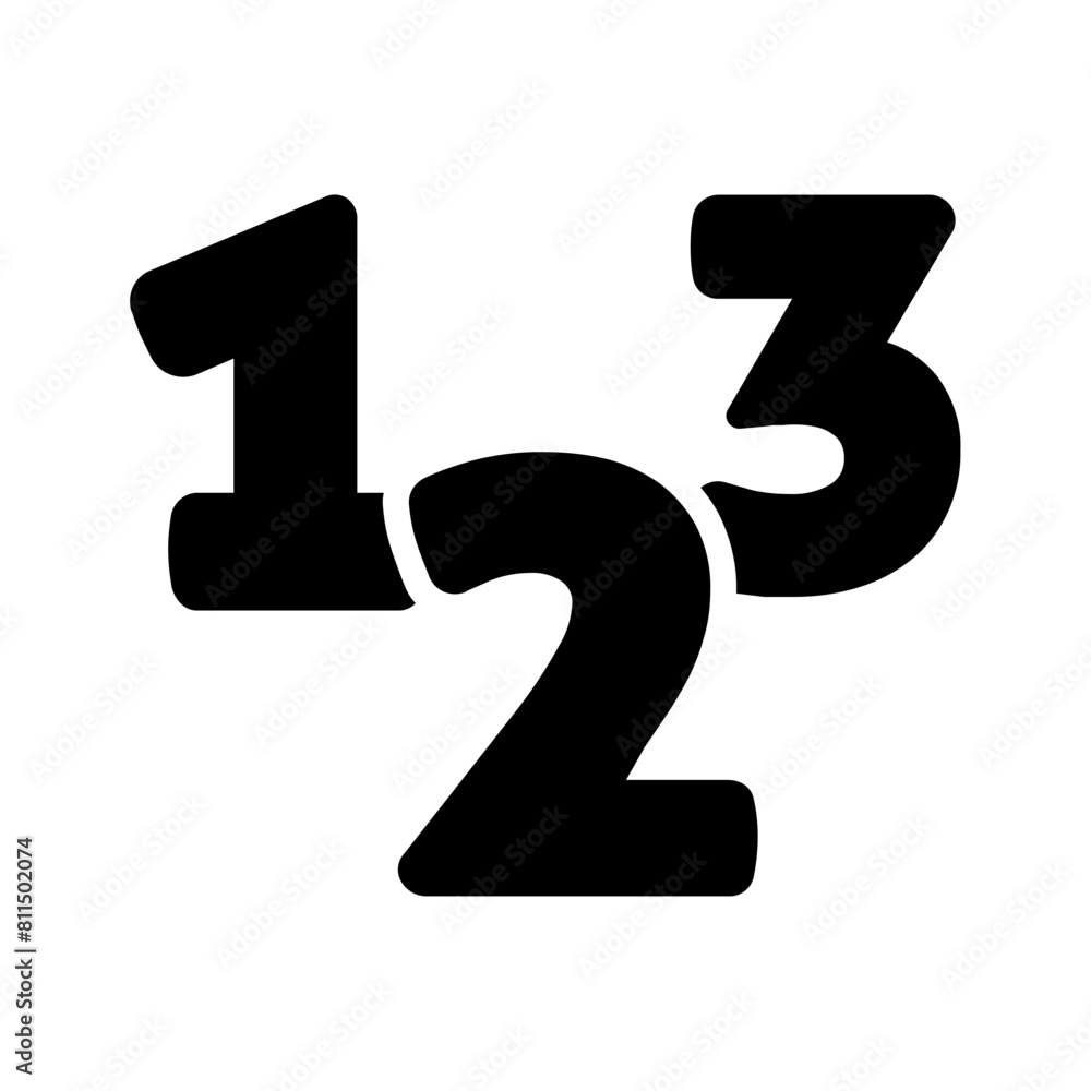 Vector solid black icon for Numbers Vector solid black icon for Numbers
