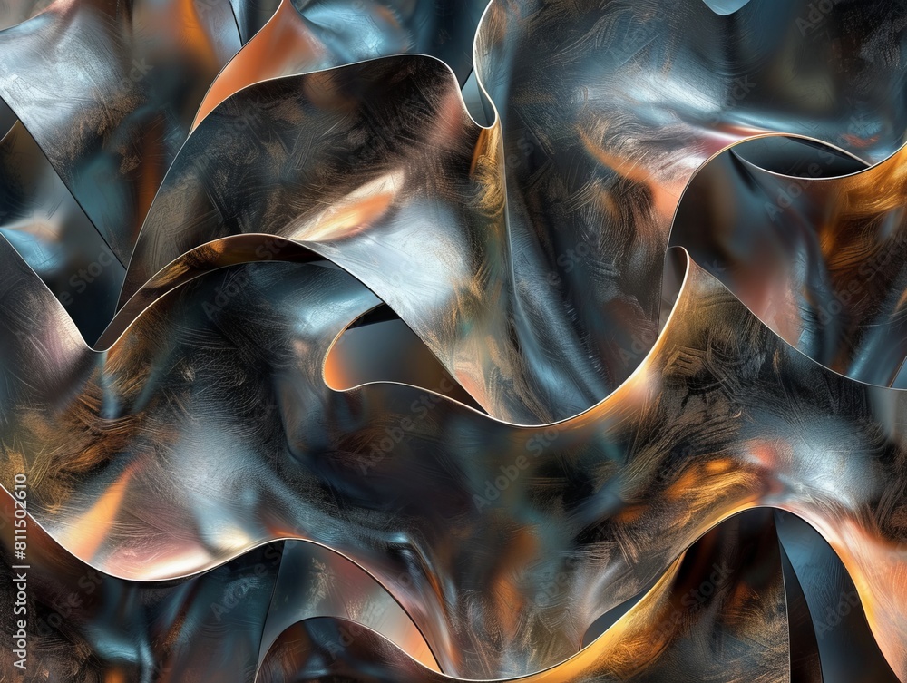 Naklejka premium Abstract metal art with a lot of swirls Generative AI.