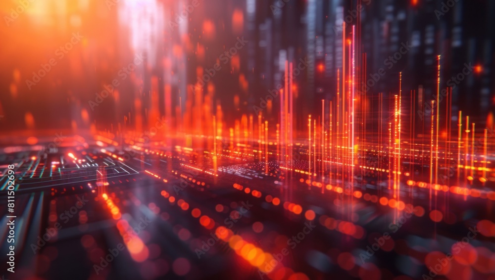 Photograph a futuristic portrayal of a 3D bar graph intertwined with subtle larva texture, hinting at the potential for growth and innovation in evolving markets. Photograph a futuristic portrayal of a 3D bar graph intertwined with subtle larva texture, hinting at the potential for growth and innovation in evolving markets.