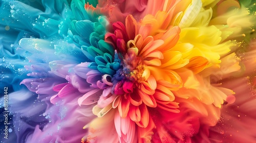 A kaleidoscope of colors bursts forth, each hue more vibrant than the last, creating a visually stunning spectacle.
