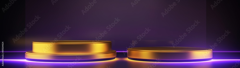 3d rendering of a purple and gold podium