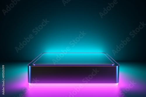 A glowing blue and purple square on a dark background.