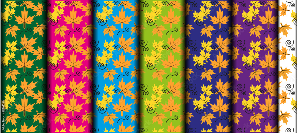 set of seamless patterns with fabric, Seamless pattern Cloth design, printing art concept in multiple colors set of seamless patterns with fabric, Seamless pattern Cloth design, printing art concept in multiple colors