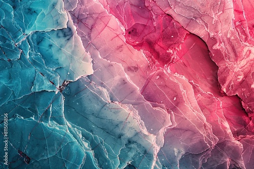 A beautiful aesthetic texture mimicking marble with veins in gradients of magenta and turquoise photo