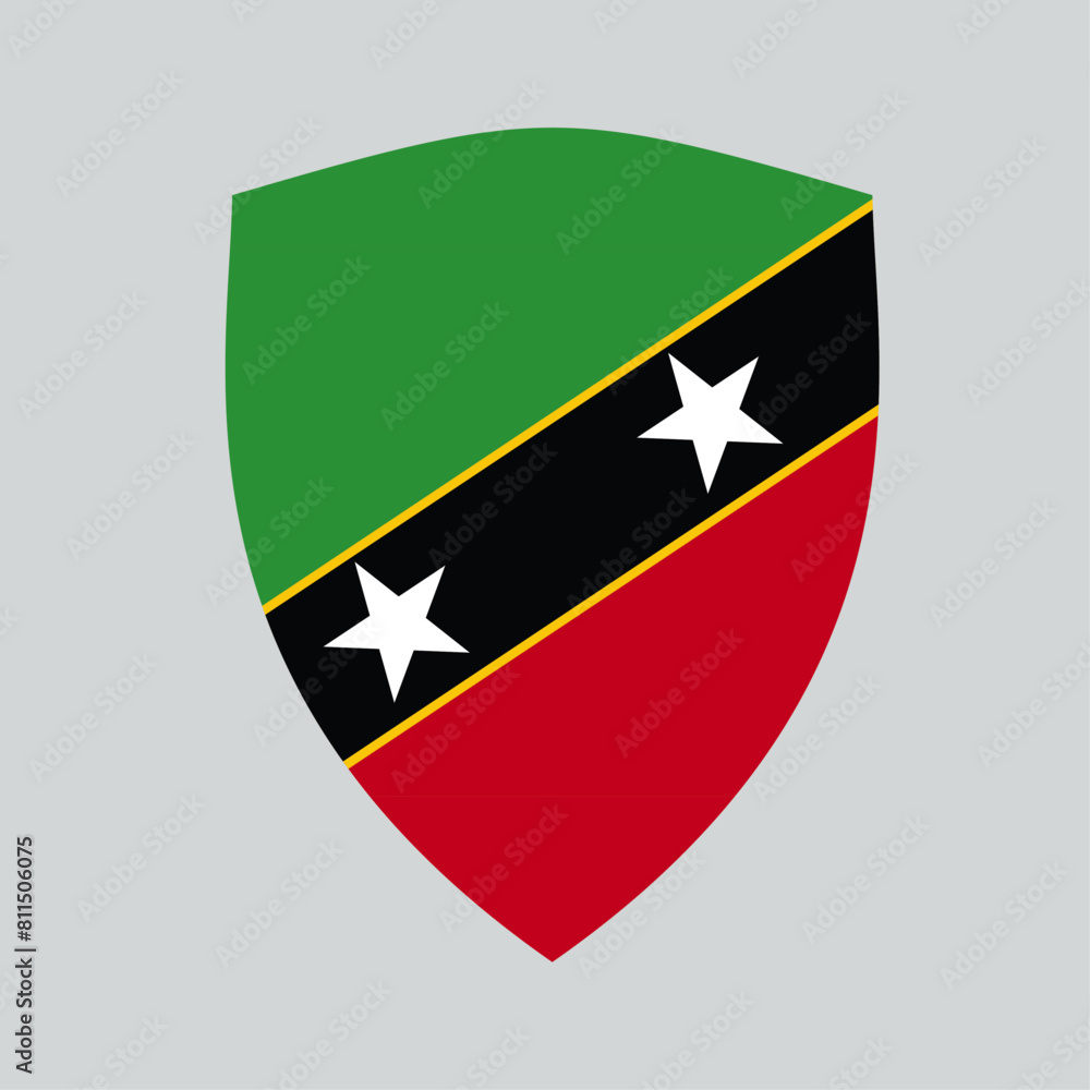 Saint Kitts and Nevis Flag in Shield Shape Saint Kitts and Nevis Flag in Shield Shape