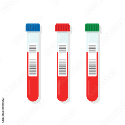 Medical test tube with blood, set of vector illustration of blood components © Surkhab