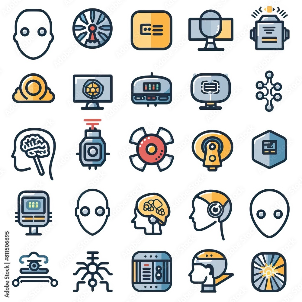 AI (artificial intelligence) icon set AI (artificial intelligence) icon set