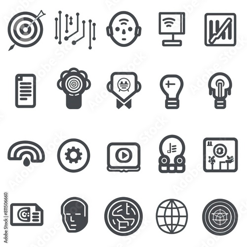 AI (artificial intelligence) icon set