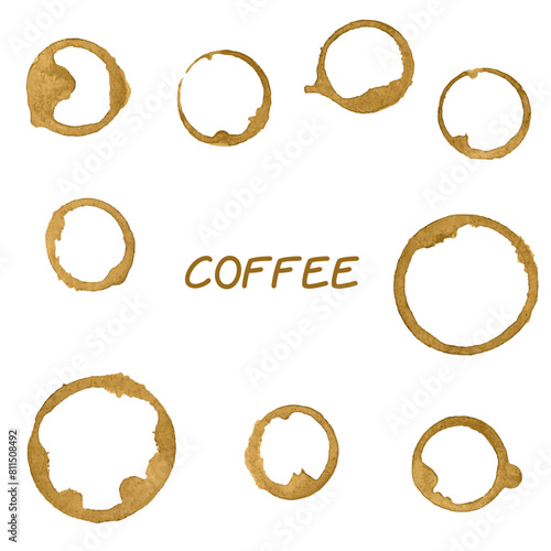 Coffee Blob Set On White Background, Vector